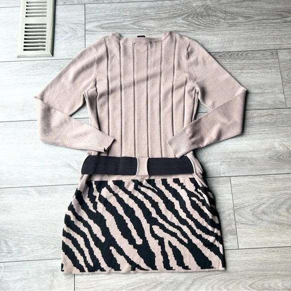 Alison Sheri Animal Print  Sweater Dress Removable Belt - Picture 13 of 16